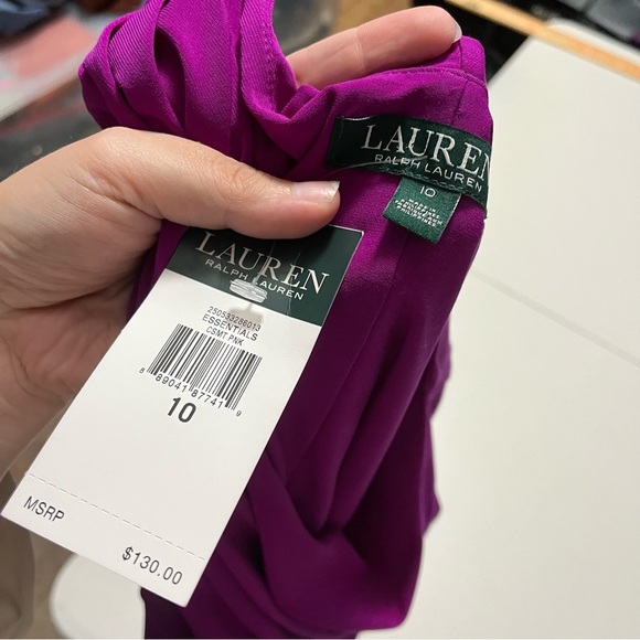 Lauren Ralph Lauren Faux Wrap Ruched Sleeveless Dress Size 10 Purple Z - Picture 3 of 7
